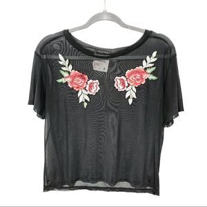 American Rebel Mesh Crop Top Black Size M
